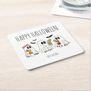 Niedliches Retro-Geist und Cocktails Happy Hallowe Rechteckiger Pappuntersetzer
