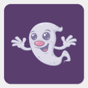 Niedliches Retro-Ghost Quadratischer Aufkleber