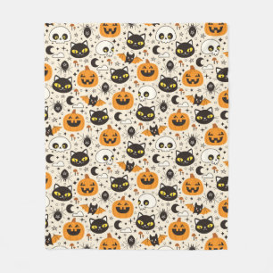 Niedliches Retro Halloween-Muster Fleecedecke