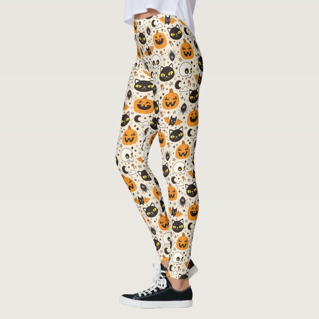 Niedliches Retro Halloween-Muster Leggings (Links)