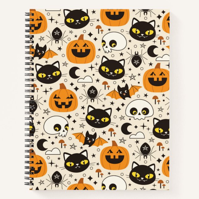 Niedliches Retro Halloween-Muster Notizbuch (Vorderseite)