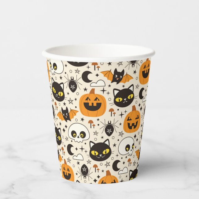 Niedliches Retro Halloween-Muster Pappbecher (Vorderseite)