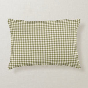 Niedliches Retro-Olivenbaum Gingham Kariertes Must Dekokissen