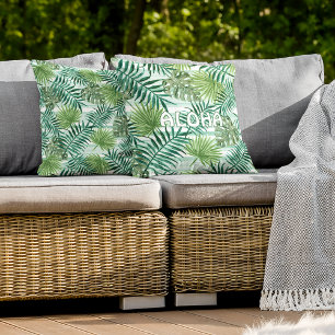 Niedliches Retro Palm Blätter Wasserfarbenwelt Sas Kissen