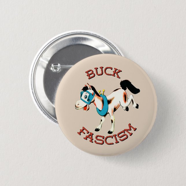 Niedliches Retro-Pferd - Buck-Faschismus Button (Vorne & Hinten)