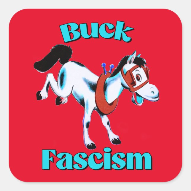 Niedliches Retro-Pferd - Buck-Faschismus Quadratischer Aufkleber (Vorderseite)