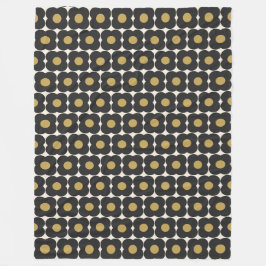 Niedliches Retro Pop Blume Muster | Schwarz und Go Fleecedecke