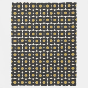 Niedliches Retro Pop Blume Muster   Schwarz und Go Fleecedecke