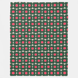 Niedliches Retro Pop Blume Muster | Weihnachtsgrün Fleecedecke
