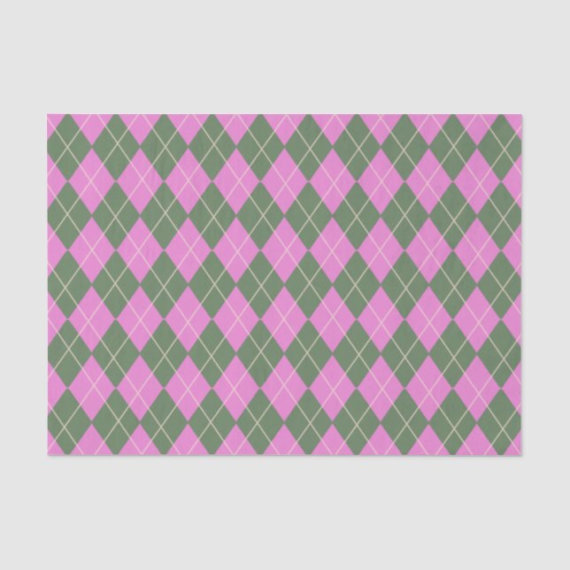 Niedliches Retro Preppy-Rosa- und Green-Raute-Must Seidenpapier (Vorderseite)