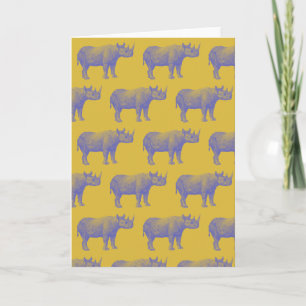 Niedliches Retro-Rhinoceros-Muster Gelbe Blase Karte