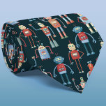 Niedliches Retro-Robotermuster Krawatte<br><div class="desc">Niedliche und hilfsbereite Retro-Roboter im Stil der 50er Jahre. Großad hat diese wahrscheinlich in seinem Schuppen gemacht. Künstliche Intelligenz, aber nicht beängstigend. Originelle Kunst von Nic Squirrell.</div>