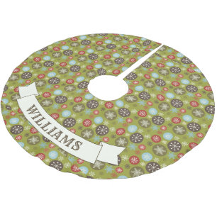 Niedliches Retro-Snowflake-Muster Polyester Weihnachtsbaumdecke