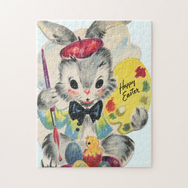 niedliches Retro Vintag Osterhase (Vertikal)