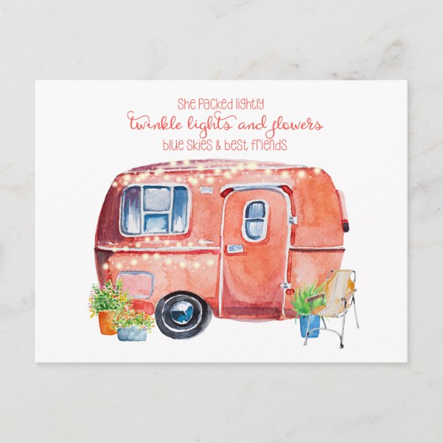 Niedliches Retro-Vintages Glamper Postkarte (Vorderseite)