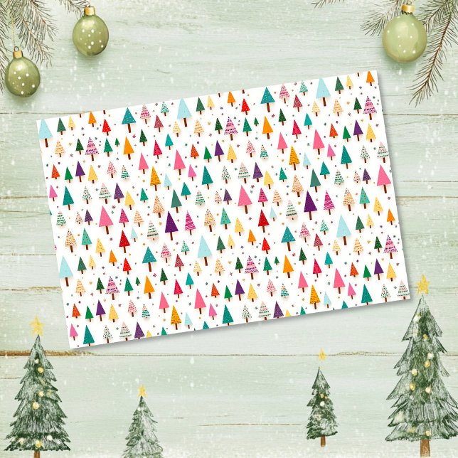 Niedliches Retro-Weihnachtsbaumgewebe Seidenpapier (Cute Retro Christmas Trees Tissue Paper )