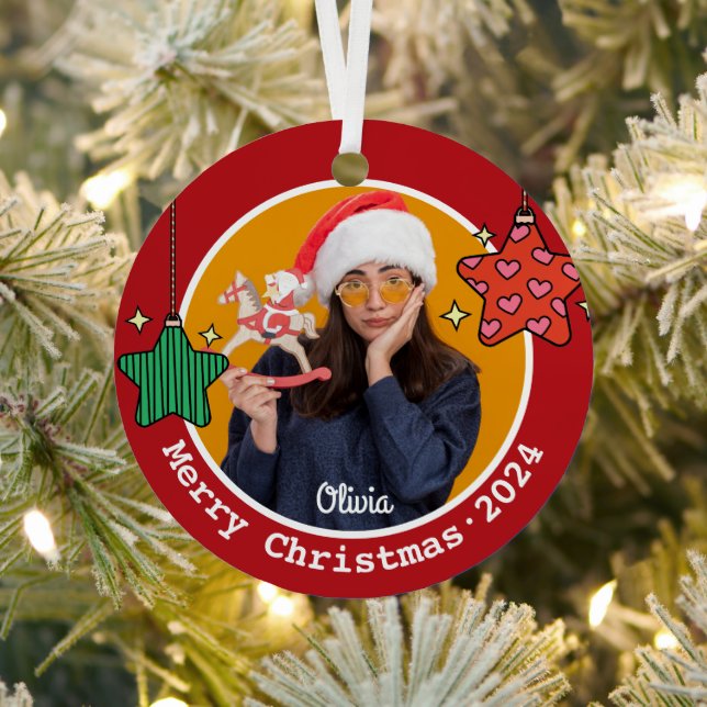 Niedliches Retro-Weihnachtssterne-Sonderbild Ornament Aus Metall (InSitu)