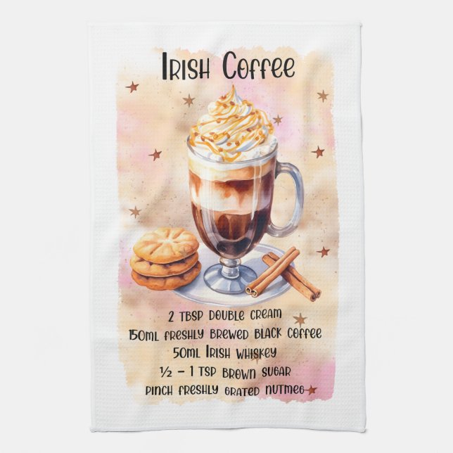 Niedliches Rezept für irischen Kaffee Geschirrtuch (Vertikal)