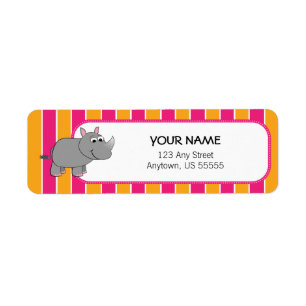 Niedliches Rhino auf rosa und orangefarbene Streif