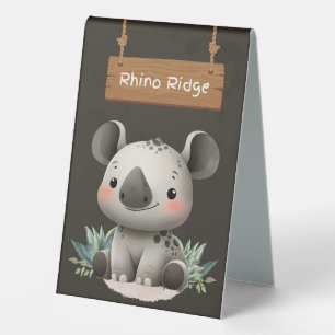 Niedliches Rhino Ridge Tafelzeichen Tischaufsteller