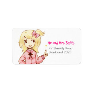 Niedliches Ribbon-Girl-Adressetikett Adressaufkleber