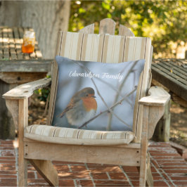 Niedliches Robin-Vogel-Foto mit Monogramm Kissen