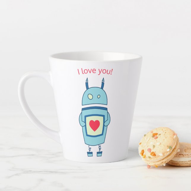 Niedliches Robot Heart I Liebe Sie Milchtasse (Beispiel)