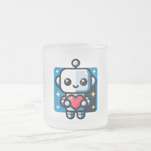 Niedliches Robot Holding Heart - Adorable Liebe & Mattglastasse