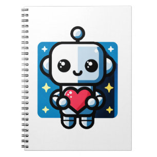 Niedliches Robot Holding Heart - Adorable Liebe &  Notizblock