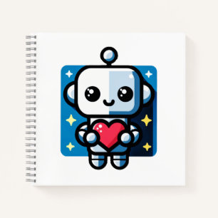 Niedliches Robot Holding Heart - Adorable Liebe &  Notizbuch