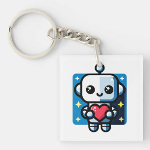 Niedliches Robot Holding Heart - Adorable Liebe & Schlüsselanhänger