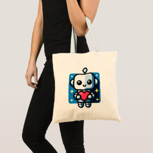Niedliches Robot Holding Heart - Adorable Liebe & Tragetasche