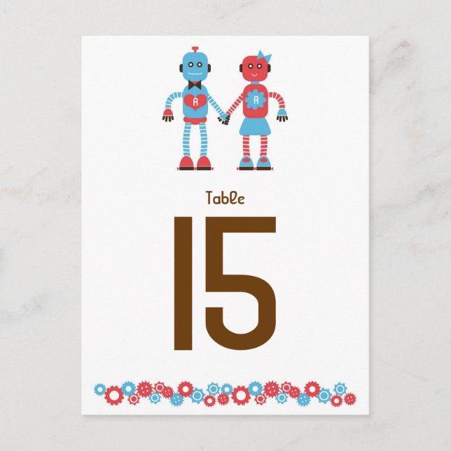 Niedliches Robot Theme Wedding Postkarte (Vorderseite)