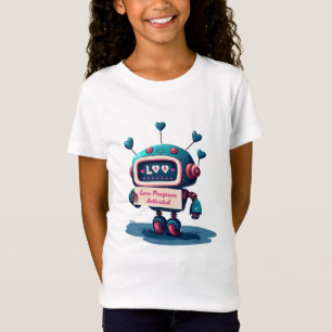 Niedliches Robot Valentines T-Shirt mit blauen Her