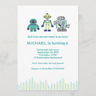 Niedliches Roboter-Geburtstags-Party Einladung