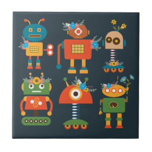 Niedliches Roboterdesign Fliese