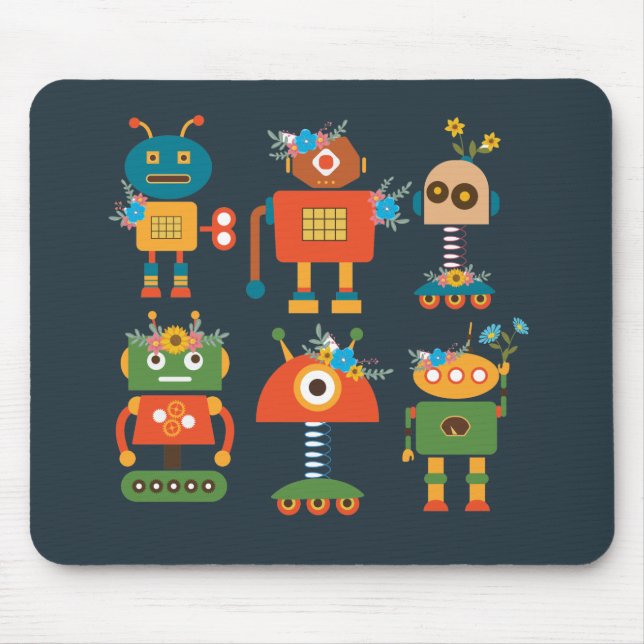 Niedliches Roboterdesign Mousepad (Vorne)