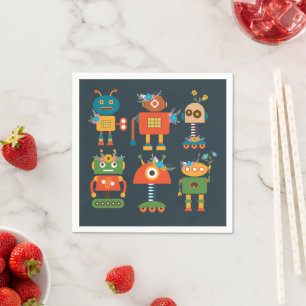 Niedliches Roboterdesign Serviette
