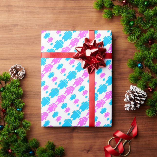 Niedliches Roboterfamilienmuster Geschenkpapier (Feiertagsgeschenk)