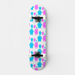 Niedliches Roboterfamilienmuster Skateboard