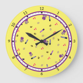 Niedliches Robotermuster Große Wanduhr