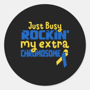 Niedliches Rocken meines Extra Chromosom Down Synd Runder Aufkleber