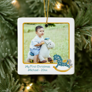 Niedliches Rocking Horse 2 Foto Mein 1. Weihnachts Keramikornament