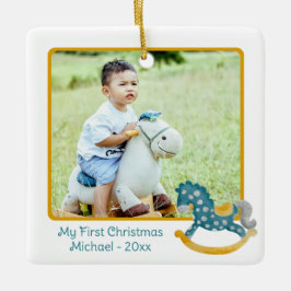 Niedliches Rocking Horse 2 Foto Mein 1. Weihnachts Keramikornament