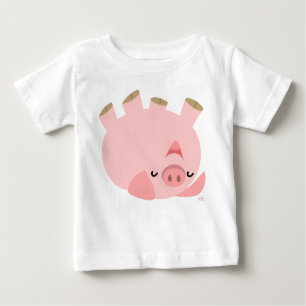 Niedliches Rollen über Cartoon Pig Baby T - Shirt