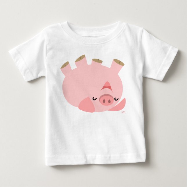 Niedliches Rollen über Cartoon Pig Baby T - Shirt (Vorderseite)