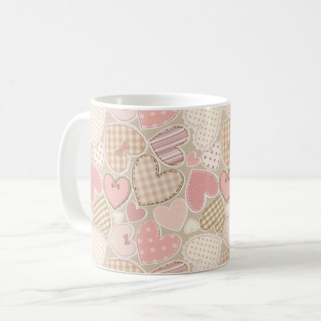 Niedliches romantisches Herzmuster Kaffeetasse (Vorderseite Links)