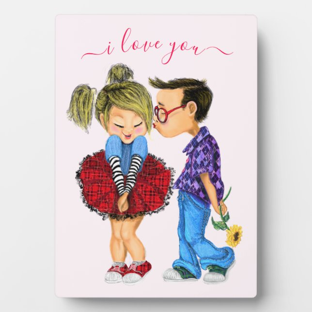 Niedliches romantisches Paar - Liebe - I Liebe You Fotoplatte (Vorderseite)