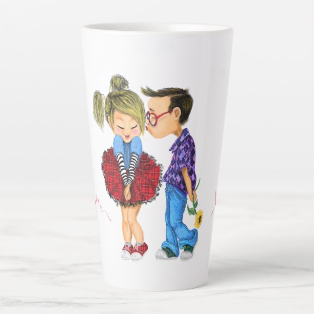 Niedliches romantisches Paar - Liebe - I Liebe You Milchtasse (Vorderseite)