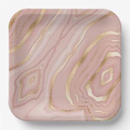 niedliches rosa abstraktes Aquarellbild Pappteller